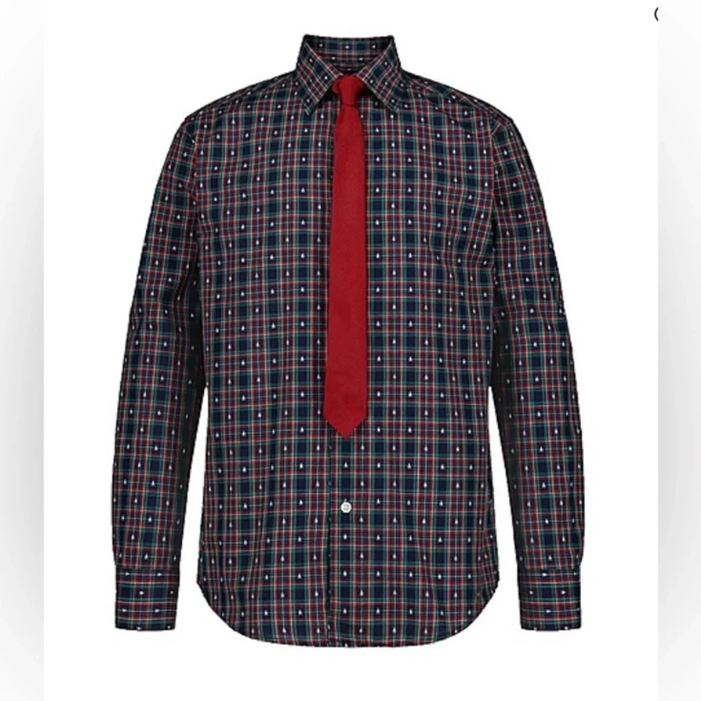 TFW Size M 10-12 Boys Long Sleeve Point Collar Shirt + Tie Set, New WithTags